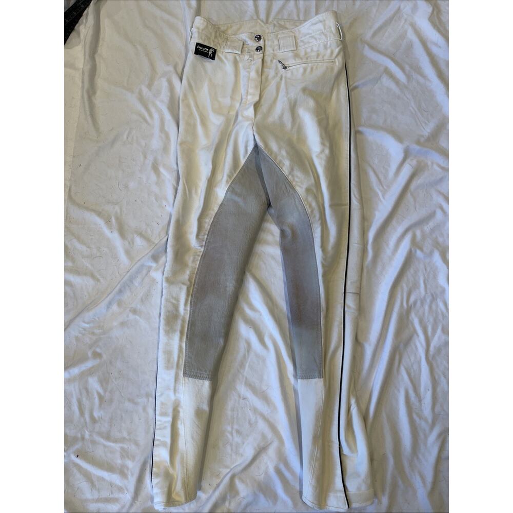 EuroFit Full Seat Breeches Women's Size 26 Equestrian Riding Pants Ivory Piping
